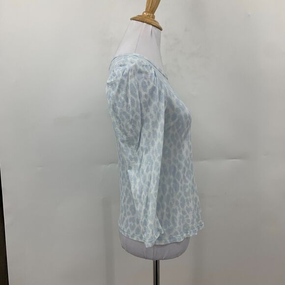 ALC Karlie Top Womens S Leopard Cotton Crew Neck Puff 3/4 Sleeve Pullover *READ - Picture 6 of 16